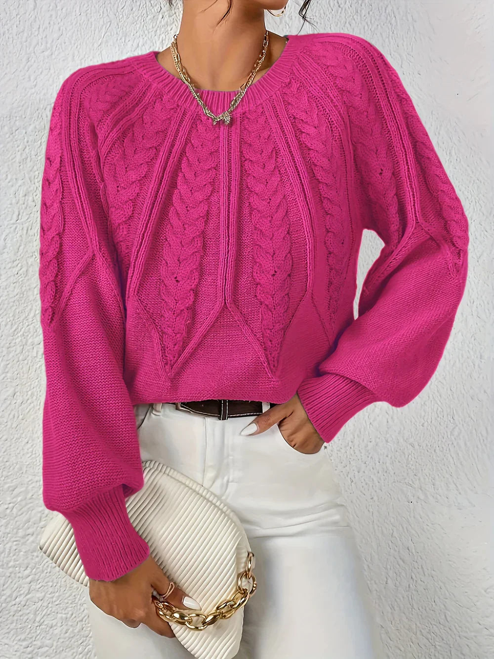 Geena – Chunky Cable Knit Sweater for Women