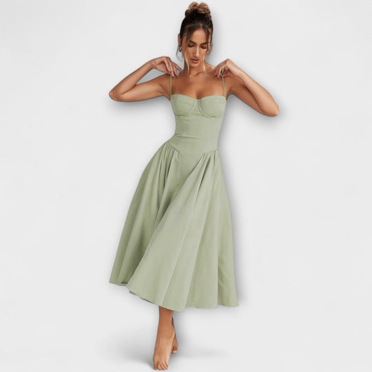 Ameline – Feminine Midi Dress with Waist Focus