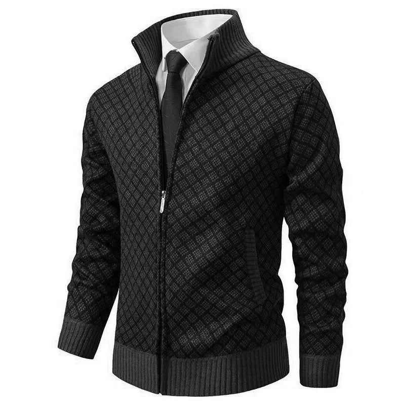 Adrian – Diamond Knit Zip Cardigan for Men