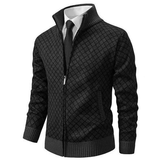 Adrian – Diamond Knit Zip Cardigan for Men