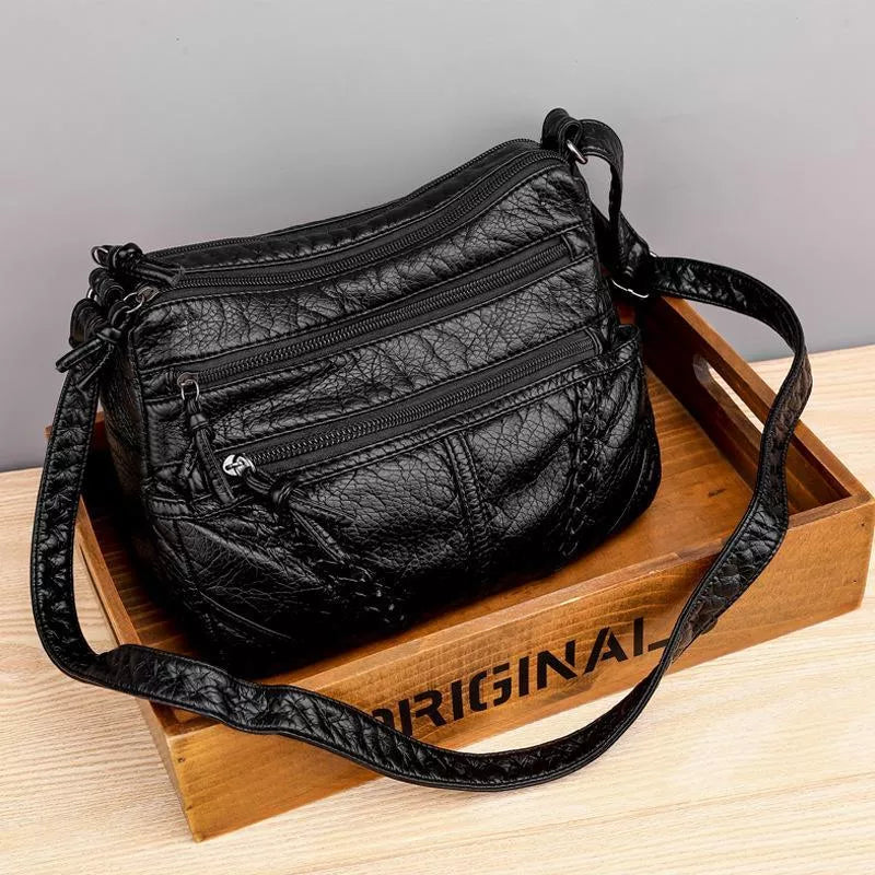 Doris – Braided Accent Leather Crossbody Bag for Women