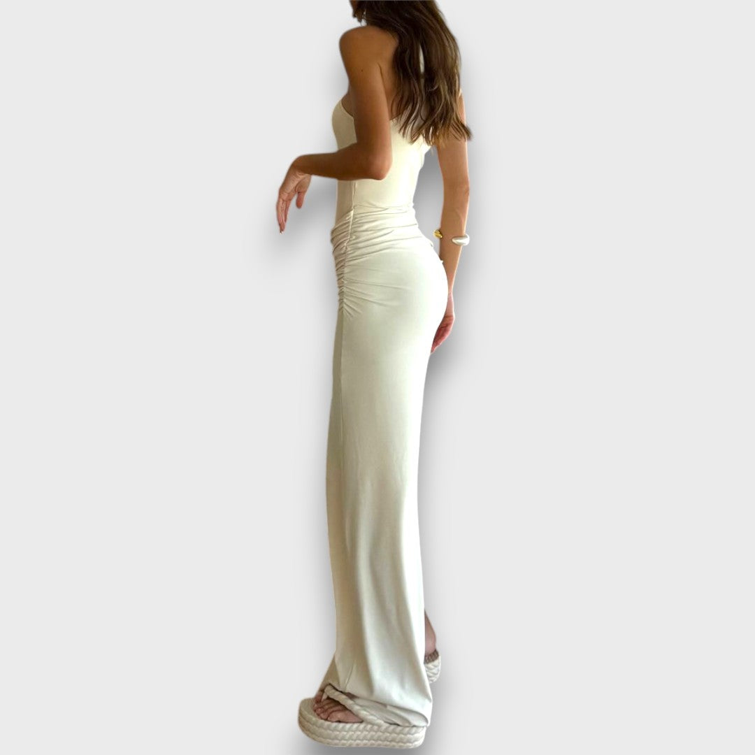 Luma – Figure-Hugging Dress with Cut-out and Stand-up Collar