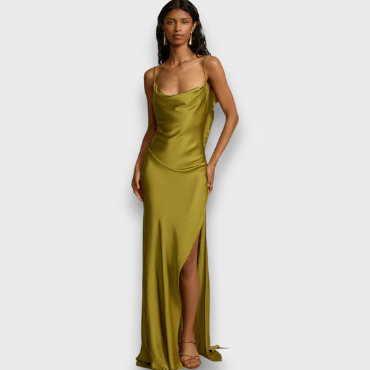 Aurelia – Satin Dress with Open Back