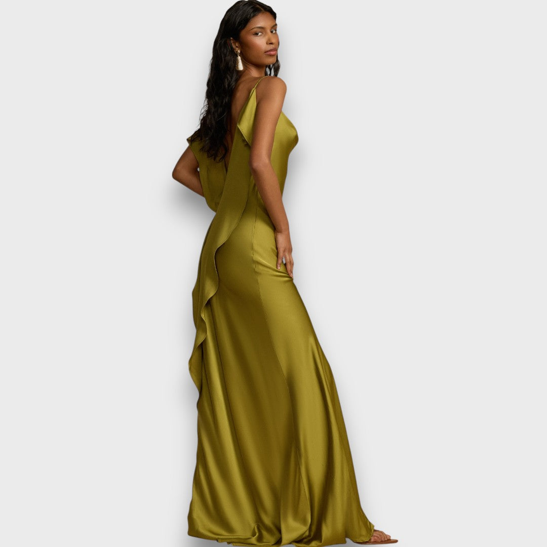 Aurelia – Satin Dress with Open Back