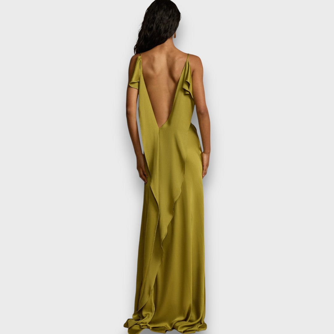 Aurelia – Satin Dress with Open Back
