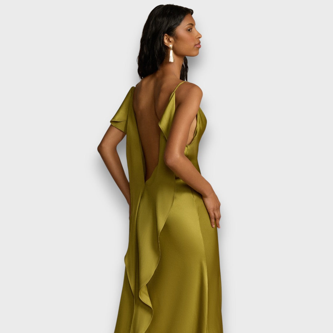 Aurelia – Satin Dress with Open Back