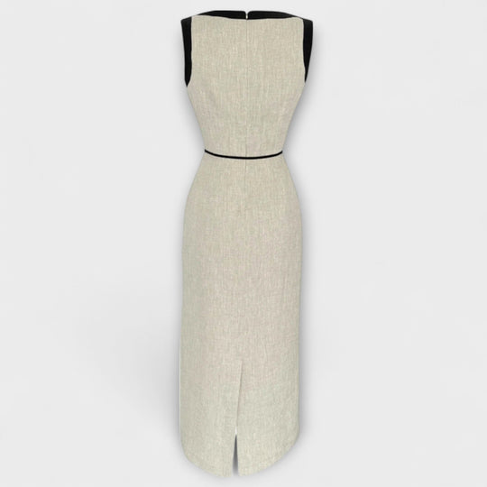 Avinya – Contrast Dress with Tie Belt and Clear Lines