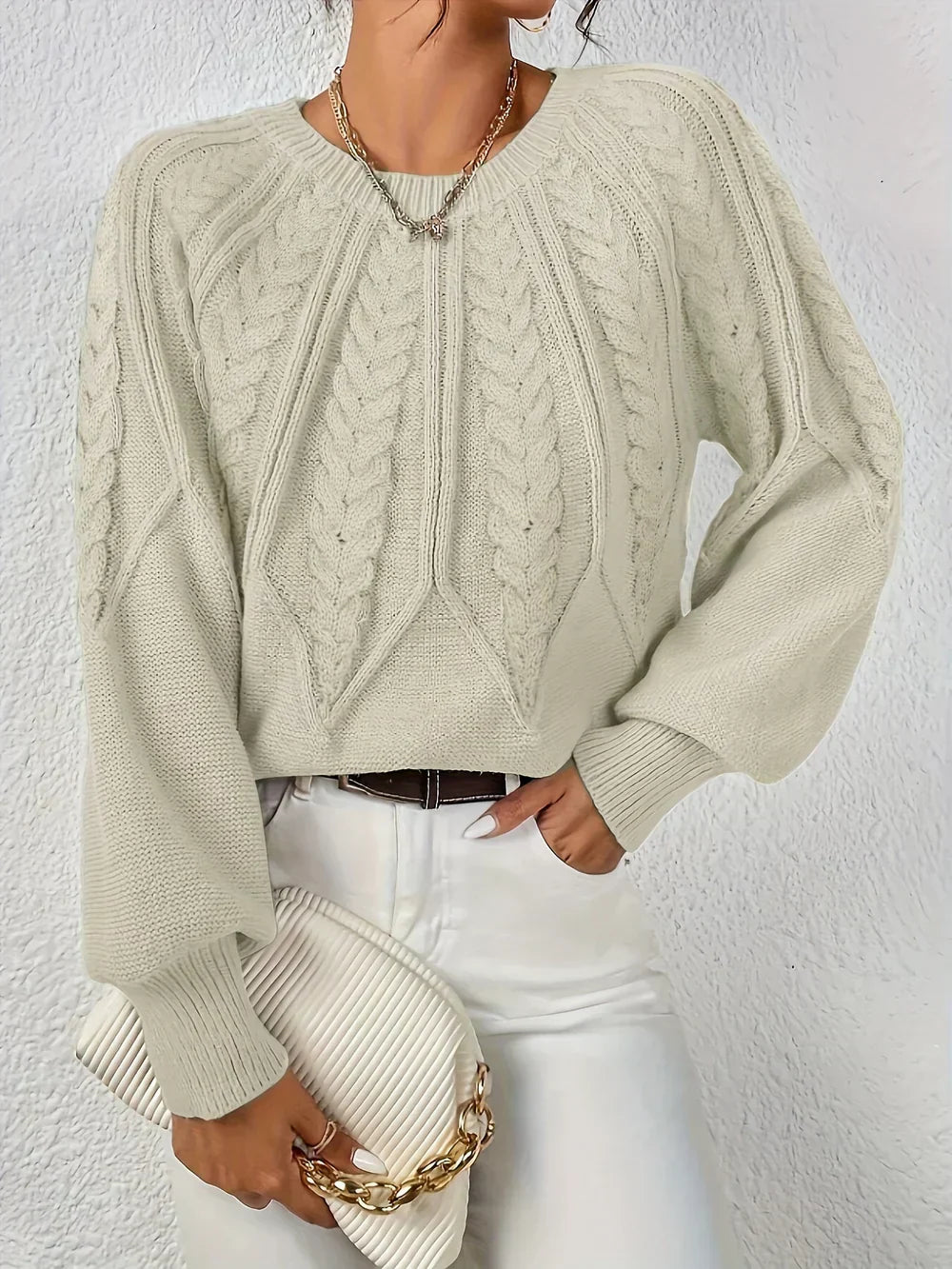 Geena – Chunky Cable Knit Sweater for Women