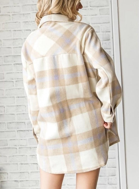 Izzie – Oversized Plaid Button-Up Shacket for Women