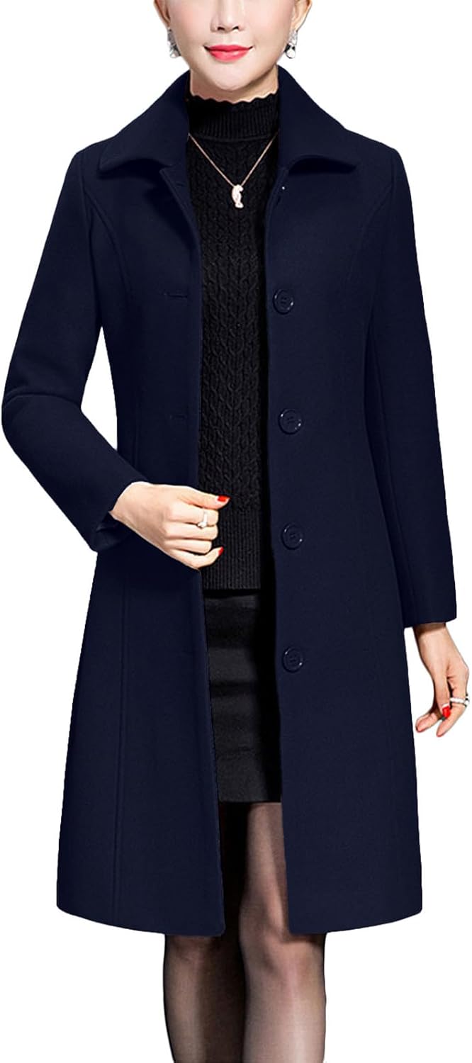 Miranda – Classic Long Wool-Blend Coat for Women