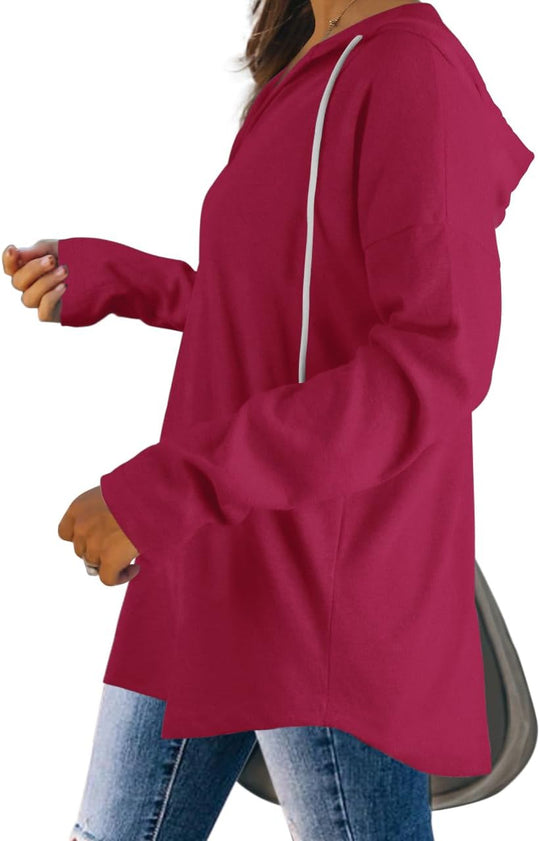 Addie – Plaid Hoodie Long-Sleeve Top for Women