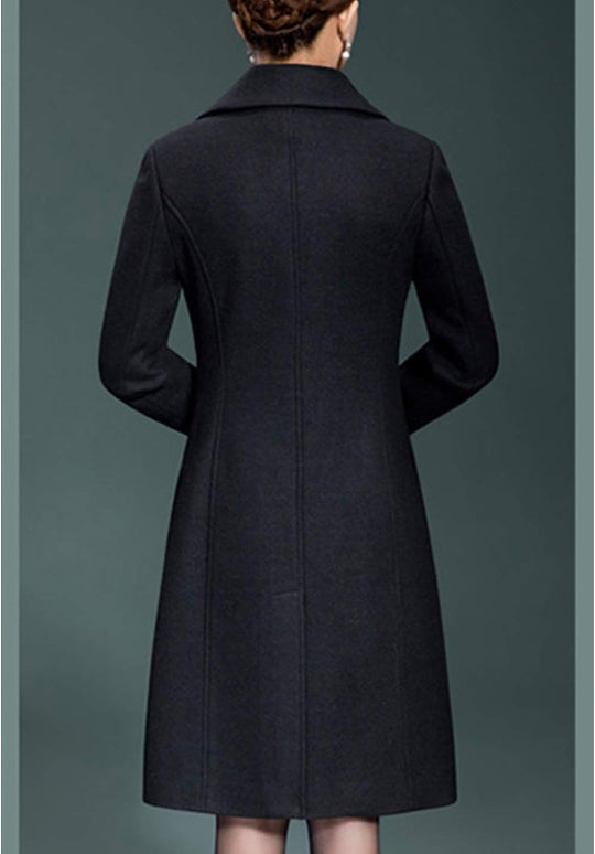 Miranda – Classic Long Wool-Blend Coat for Women