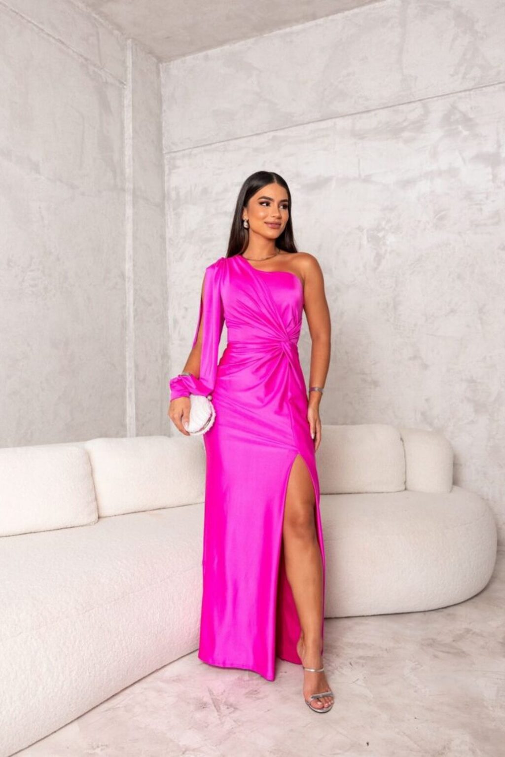 Carolyn – One-Shoulder Drape Evening Gown