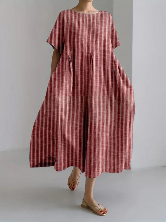 Signe – Long summer dress with a relaxed fit and retro stripes for everyday comfort