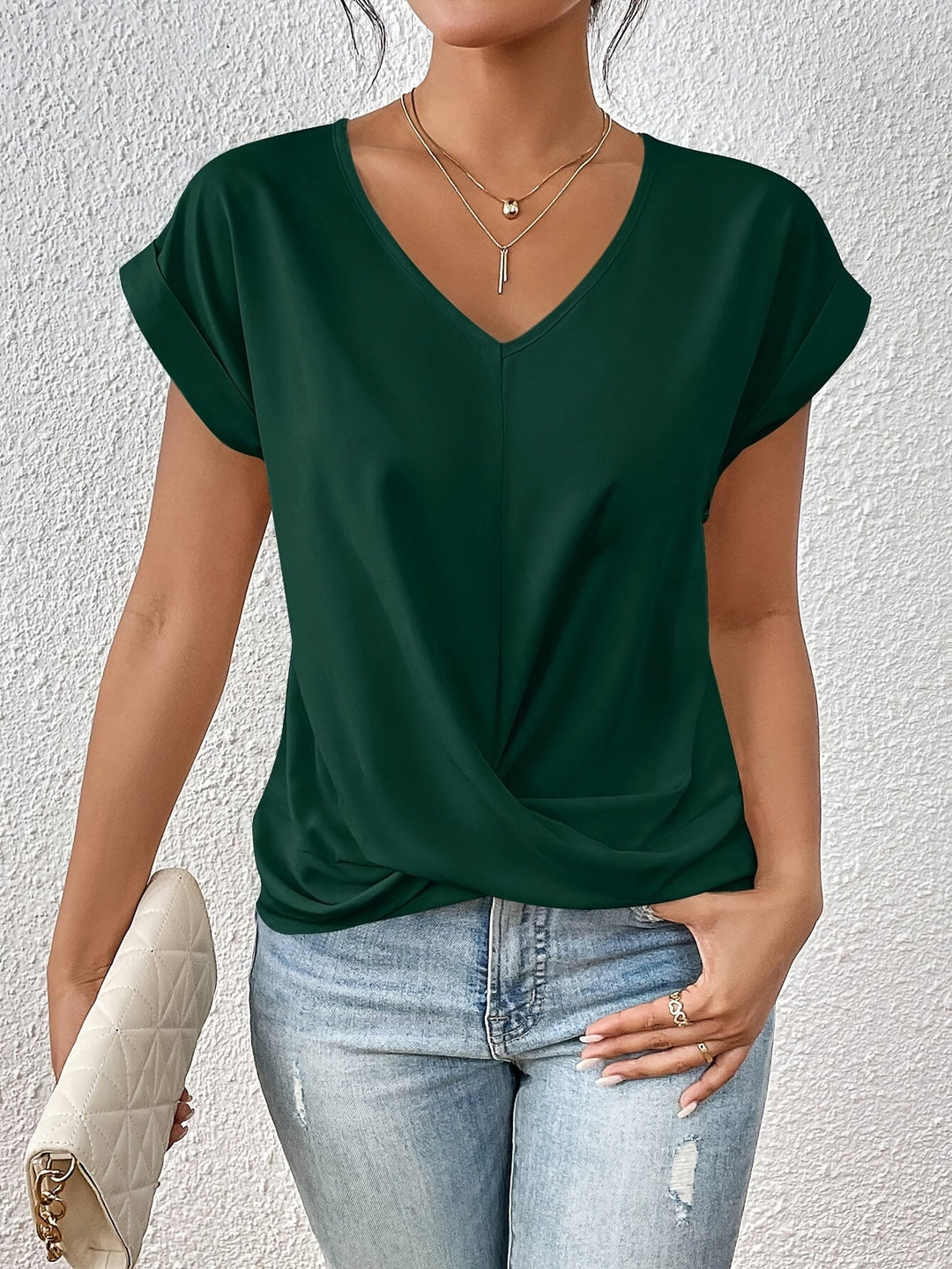 Suzanne – Draped V-Neck Casual Blouse for Women