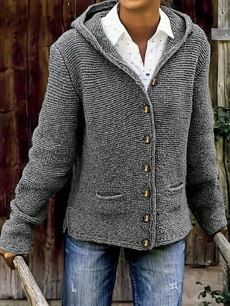Petra – Hooded Knit Button Cardigan for Women