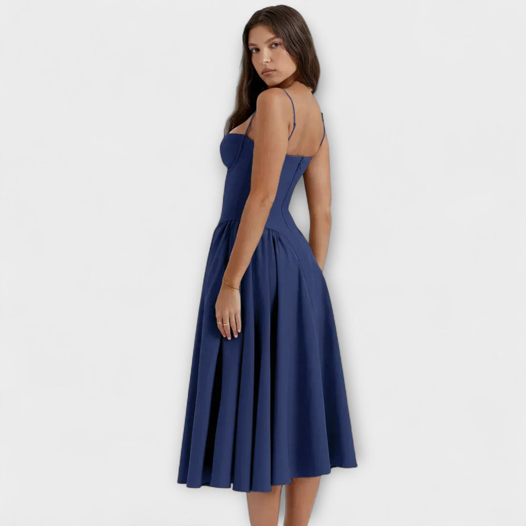 Ameline – Feminine Midi Dress with Waist Focus
