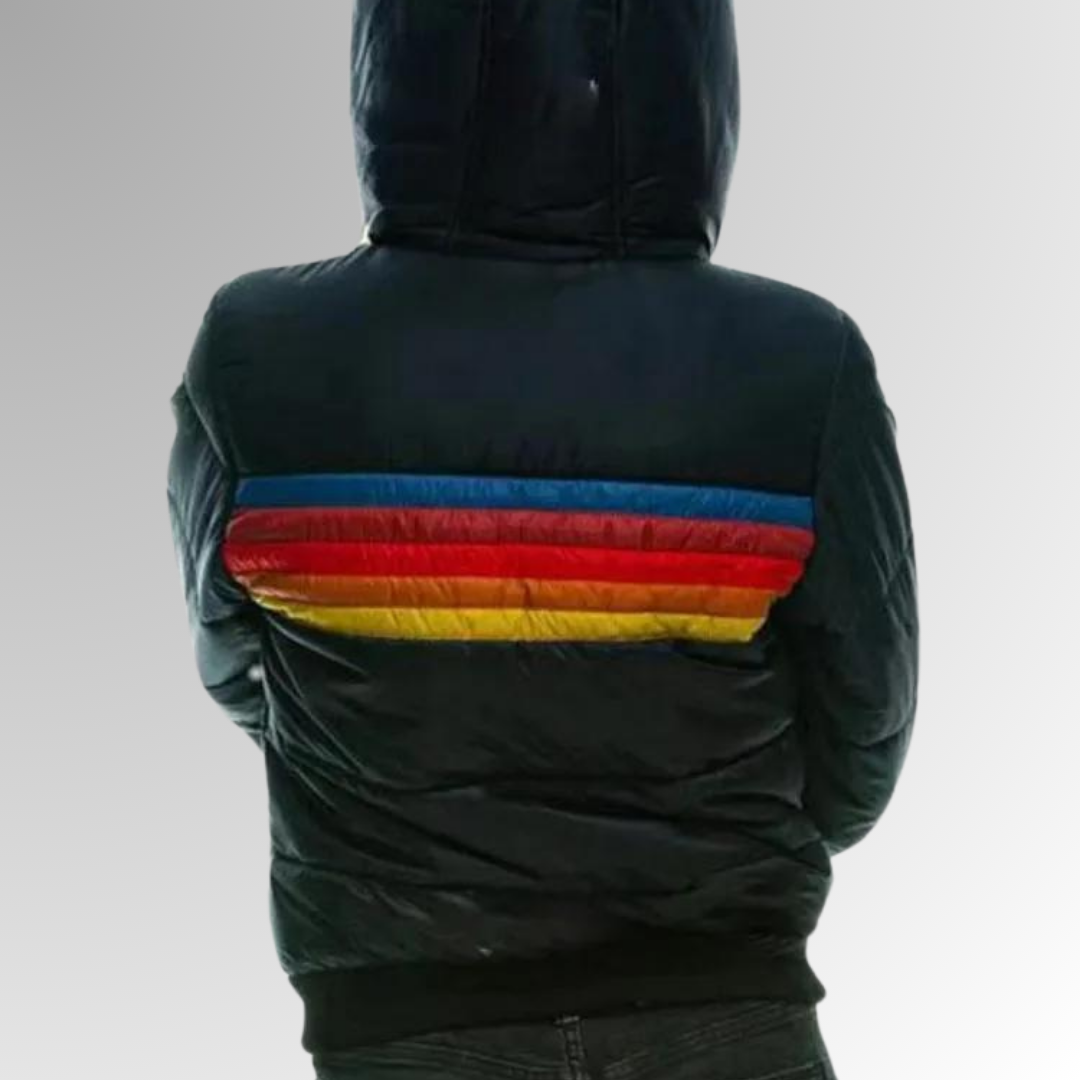 Chandler – Retro Rainbow Puffer Jacket for Women