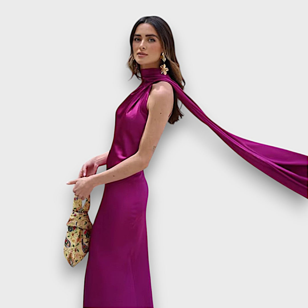 Corinne – Asymmetrical Evening Dress with Draping