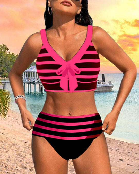 Zena – Striped Bow Bikini Set for Women