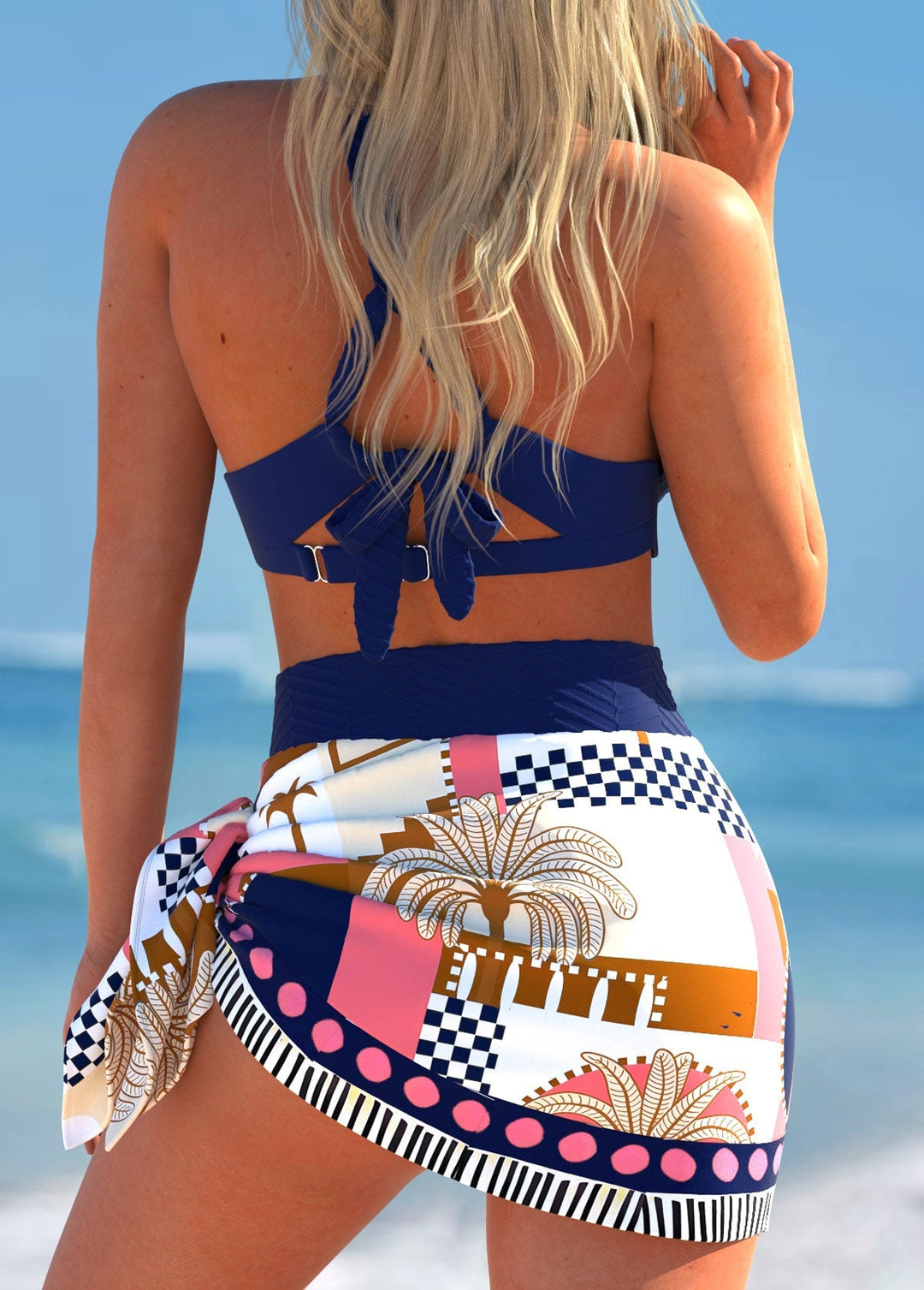 Branka – Tropical Bow Bikini Set in Sunset Blush