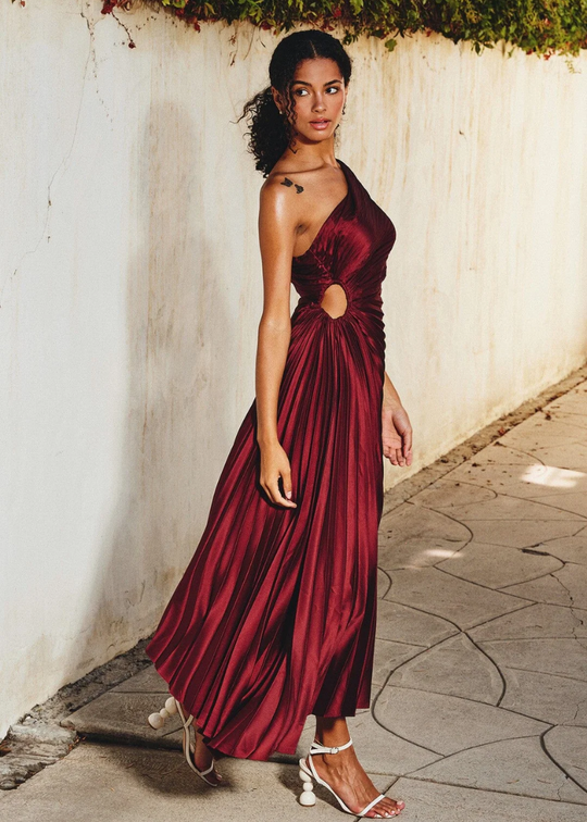 Cadence – One-Shoulder Pleated Evening Gown for Women