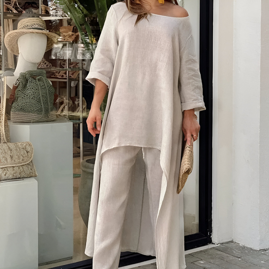 Mahveen – Flowing Asymmetrical Tunic Set for Women