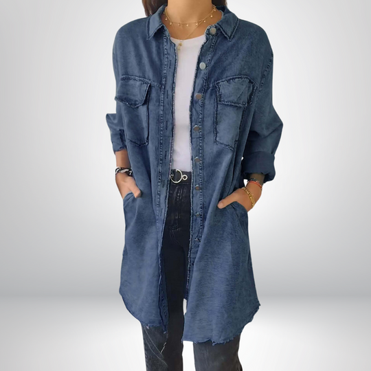 Calvessa – Longline Denim Shirt Jacket for Women