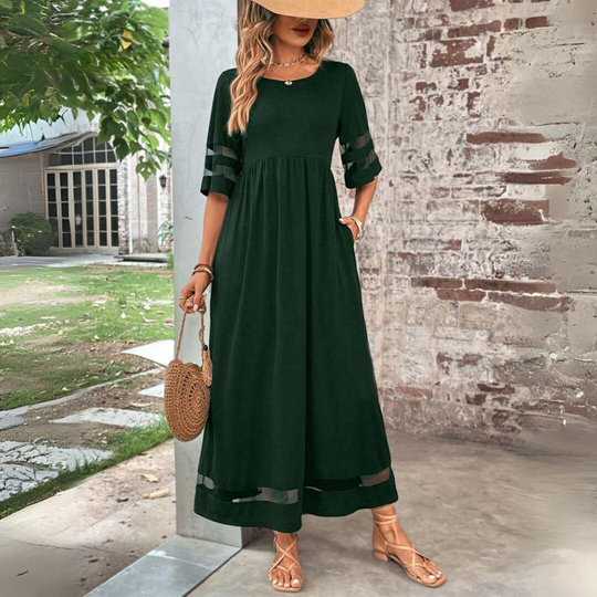 Alverra – Sheer Trim Elegant Maxi Dress