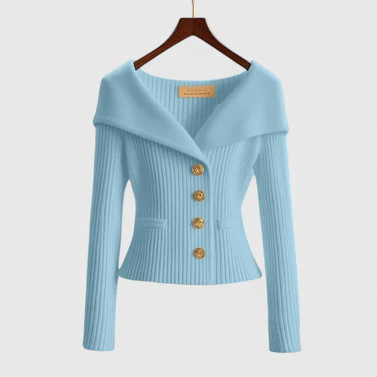 Bailee – Chic Off-Shoulder Buttoned Knit Top for Women