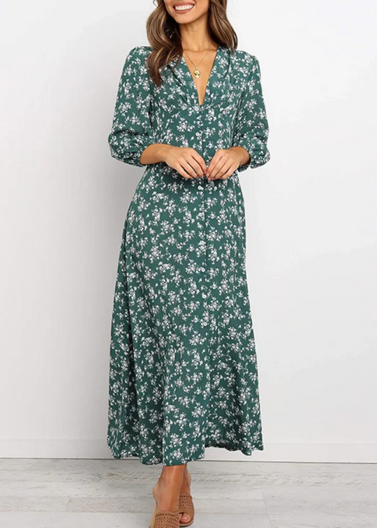 Izzy – Floral Long Sleeve Boho Maxi Dress for Women