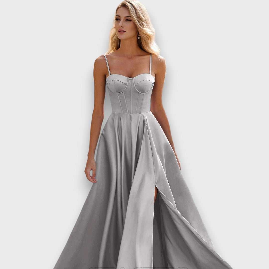 Victoria – Long Dress with Back Lacing and Slit