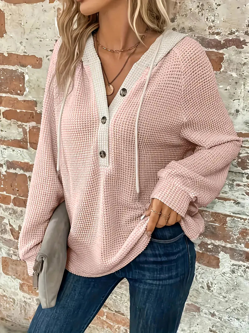 Ricarda – Button-Front Hooded Knit Sweater for Women