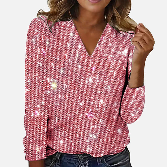 Emmie – Sequin V-Neck Blouse for Women