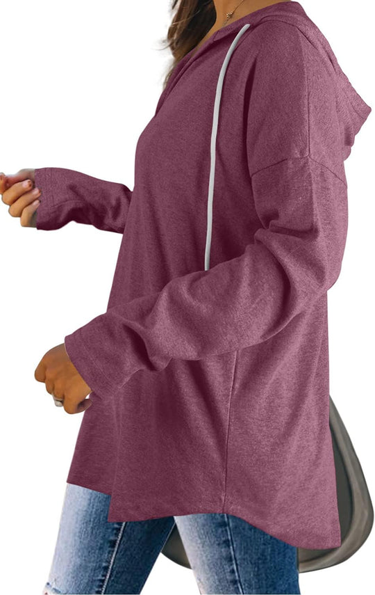 Addie – Plaid Hoodie Long-Sleeve Top for Women