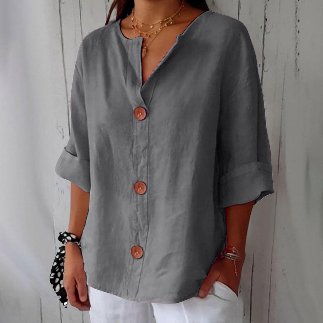 Hayley – Casual Linen Button-Up Blouse for Women