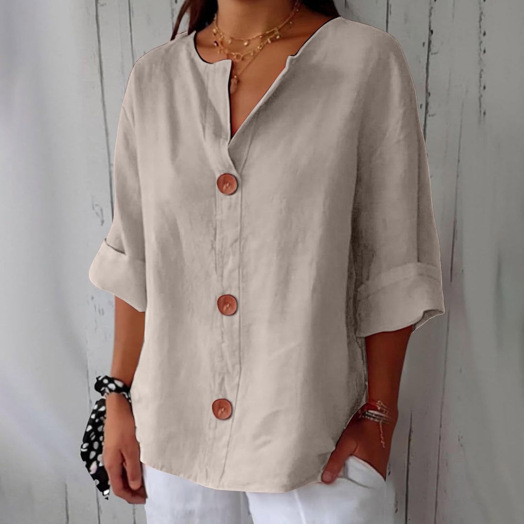 Hayley – Casual Linen Button-Up Blouse for Women