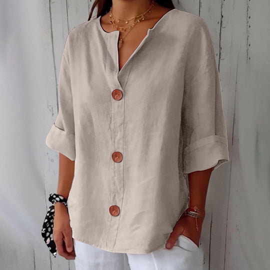 Hayley – Casual Linen Button-Up Blouse for Women