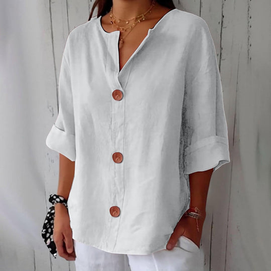Hayley – Casual Linen Button-Up Blouse for Women
