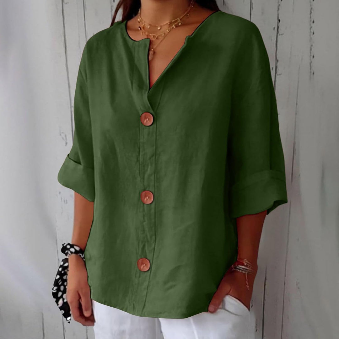 Hayley – Casual Linen Button-Up Blouse for Women