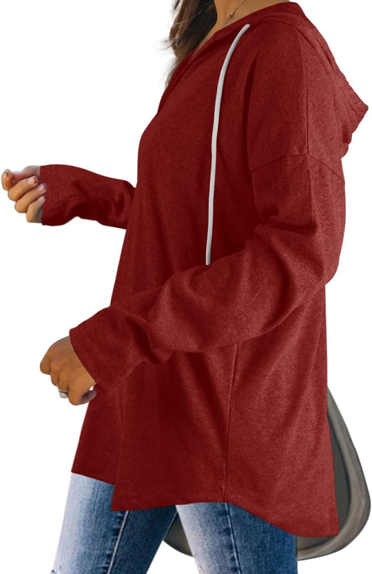 Addie – Plaid Hoodie Long-Sleeve Top for Women