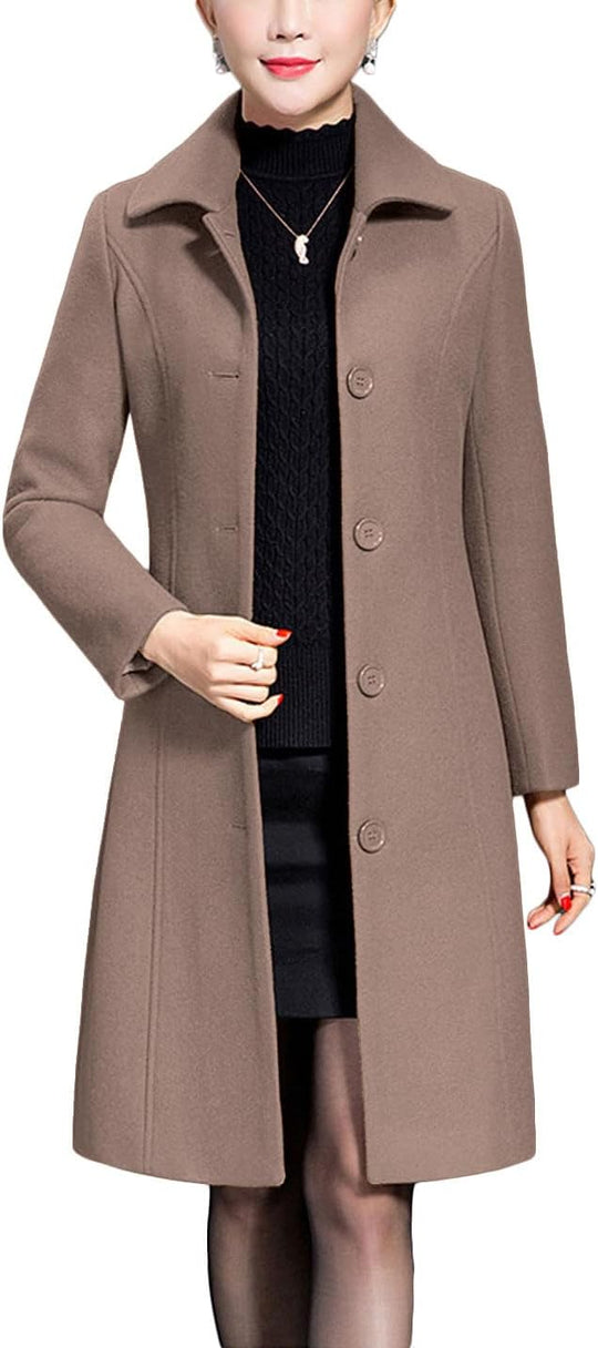 Miranda – Classic Long Wool-Blend Coat for Women