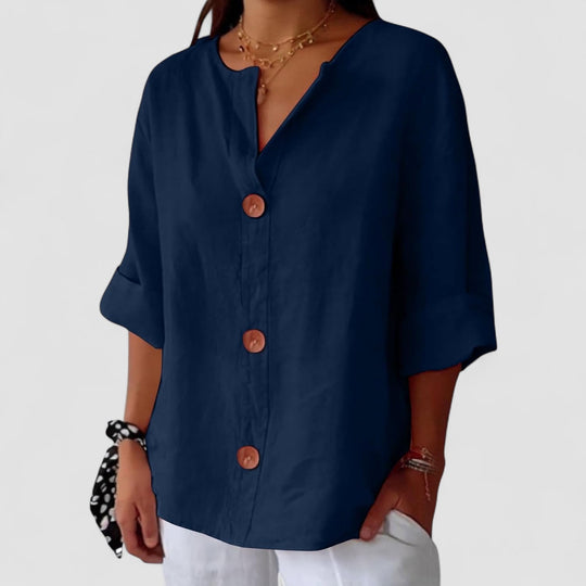 Hayley – Casual Linen Button-Up Blouse for Women