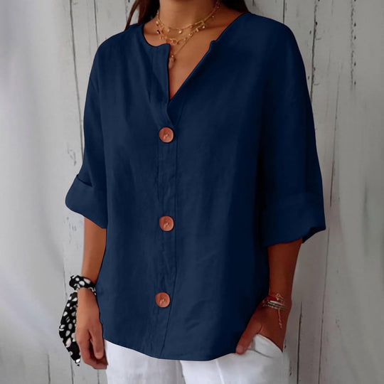 Hayley – Casual Linen Button-Up Blouse for Women