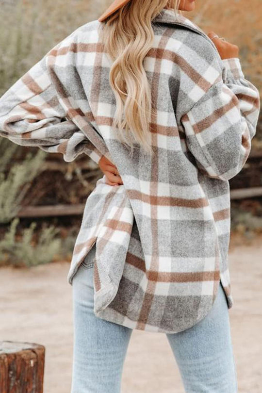 Izzie – Oversized Plaid Button-Up Shacket for Women