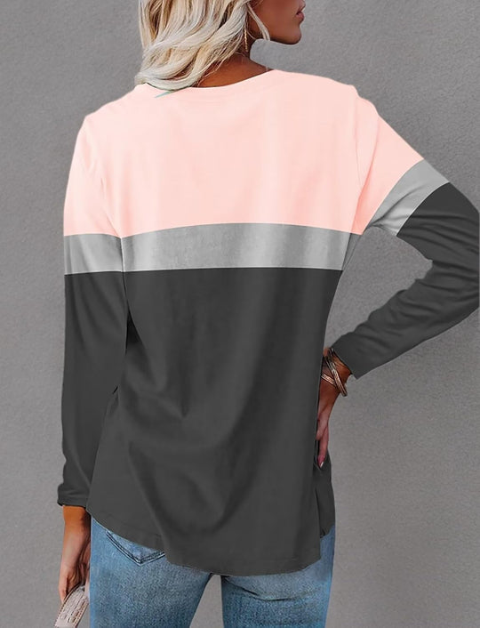 Adelle – Color Block Long-Sleeve Top for Women