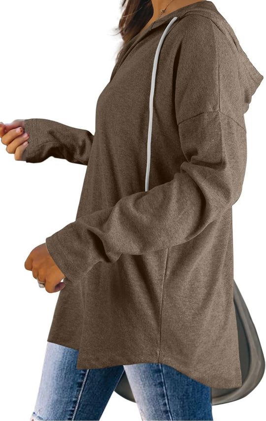 Addie – Plaid Hoodie Long-Sleeve Top for Women