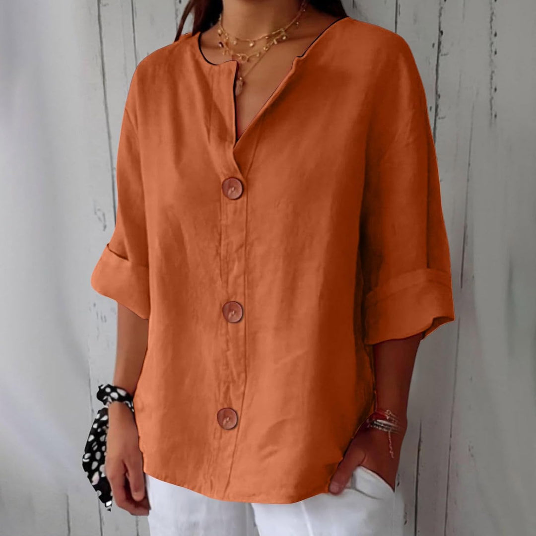 Hayley – Casual Linen Button-Up Blouse for Women