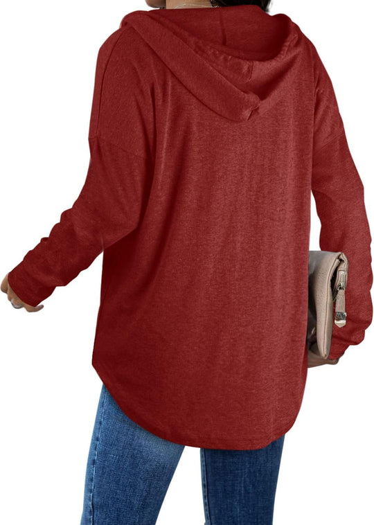 Addie – Plaid Hoodie Long-Sleeve Top for Women