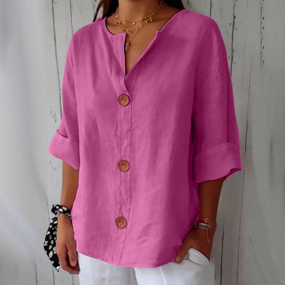 Hayley – Casual Linen Button-Up Blouse for Women